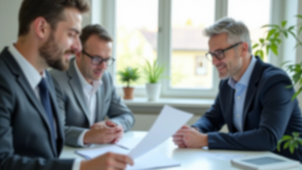 Équipe en réunion consultative examinant des documents de planification retraite avec transparence et clarté