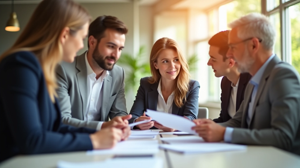 Environnement professionnel moderne avec équipe travaillant sur des projets de planification financière