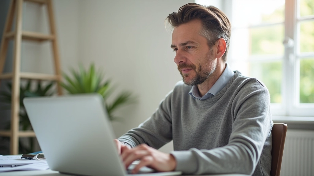 Personne utilisant un ordinateur portable pour accéder au simulateur Info Retraite en ligne